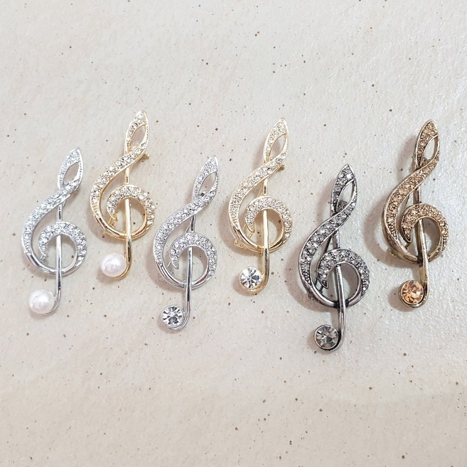 초코젬 높은음자리 브로치(택1) 뮤직 스톤 엔틱 빈티지