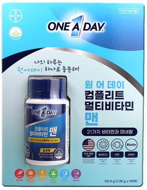 바이엘 원어데이 컴플리트 멀티비아민 맨 1.35g 90정 - 쿠팡
