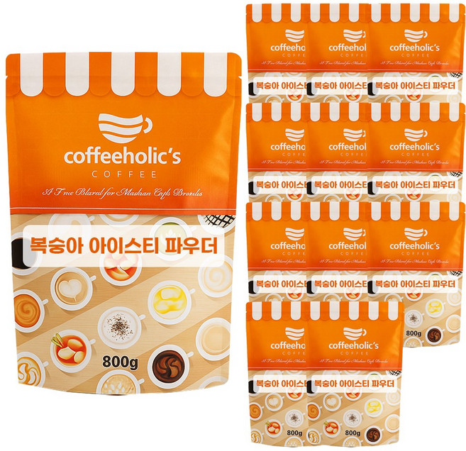 커피홀릭스 복숭아 아이스티 파우더 자판기용 무인카페용, 1개, 12개입, 800g