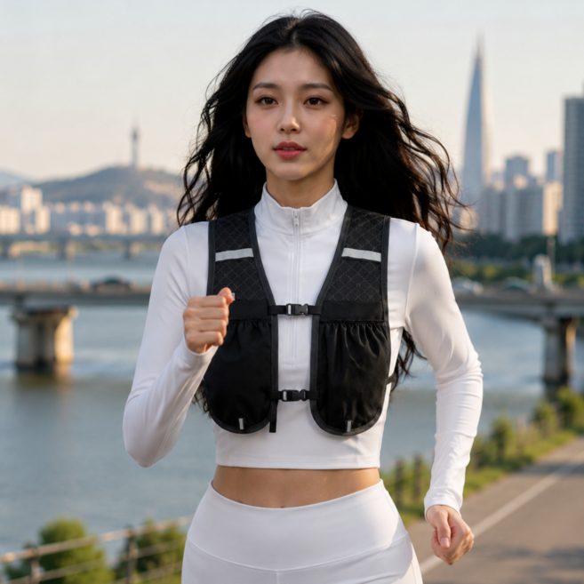JUST RUN 러닝조끼 초경량 남녀공용 트레일 등산 조끼 가방 백팩 마라톤, 1개, Matt Black