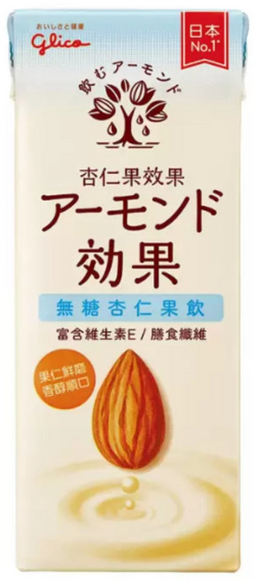 Glico 杏仁效果 無糖杏仁飲 (植物奶 低熱量 維生素E), 24個, 196ml