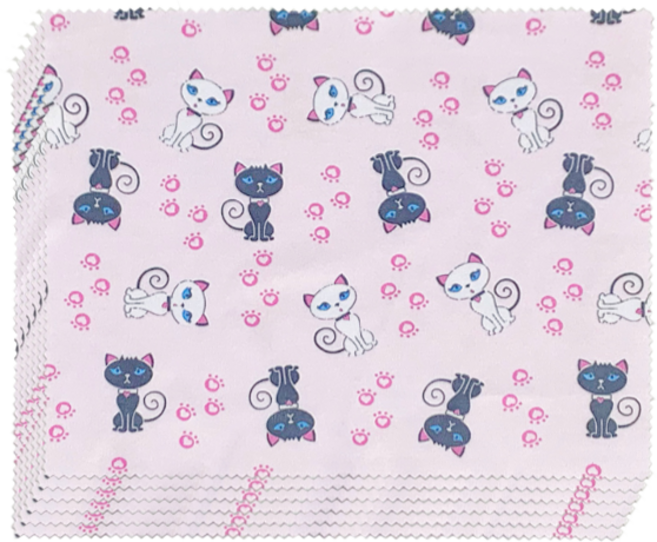 렌즈소녀 그림 안경닦이 6장, 6개, 핑크고양이