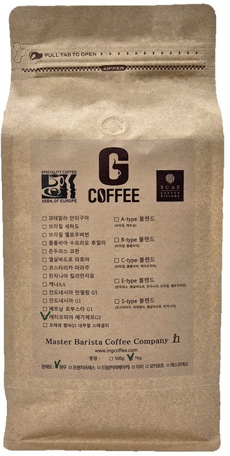 지커피 에티오피아 예가체프G2 원두커피, 1kg, 1개, 홀빈(분쇄안함)