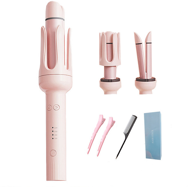 捲直兩用捲髮器 自動捲髮棒 快速加熱 安全防燙 輕鬆打造多變造型, 1個, 粉色