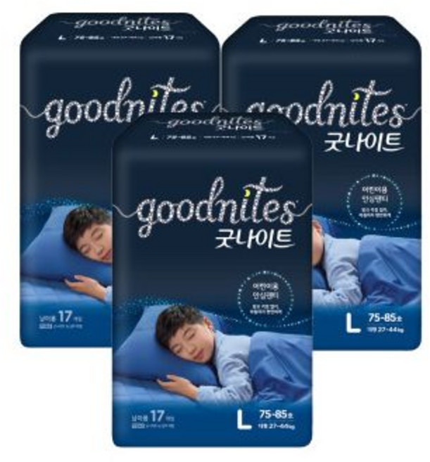 굿나이트 대형 (남)17매x3팩, 대형(L)
