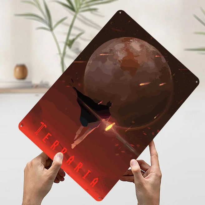 테라리아 게임 틴플레이트 포스터 벽장식 빈티지 메탈 사인 레트로 플라크 게임룸 장식 아늑한 집, 1개, 1. 2817 / A. 7.9x11.8In(20x...