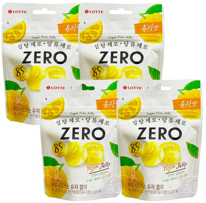 롯데 제로 시트러스 유자 젤리, 40g, 4개