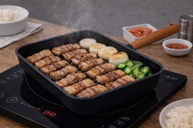 퀸센스 아레나 블랙 인덕션 후라이팬 사각그릴 21x29cm, 사각그릴21×29cm