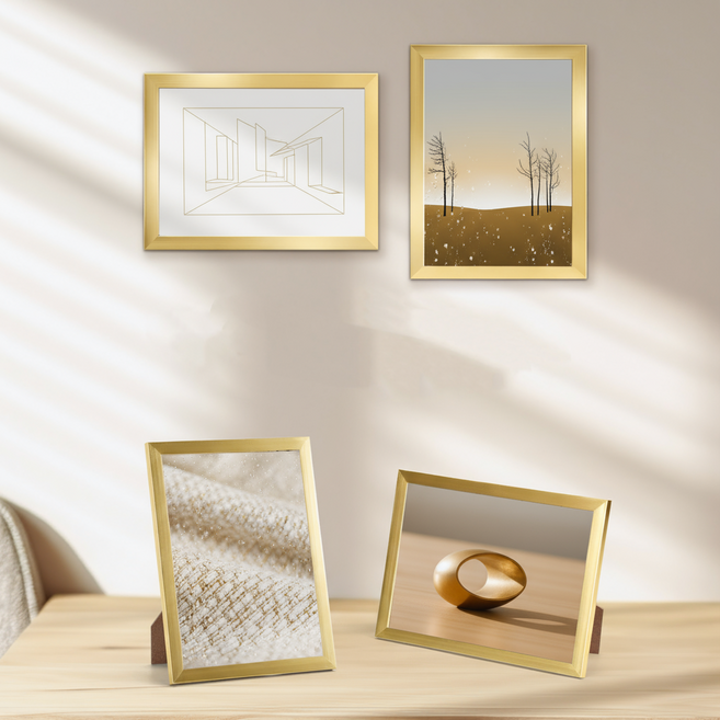 인테리어 액자 프레임 결혼식 인증서 자격증 사진액자 탁상용, 1개, 골든