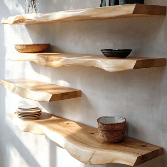 원목벽선반 인테리어 통나무 1단 벽걸이 대형, 80x20x2.8cm 랜덤모양