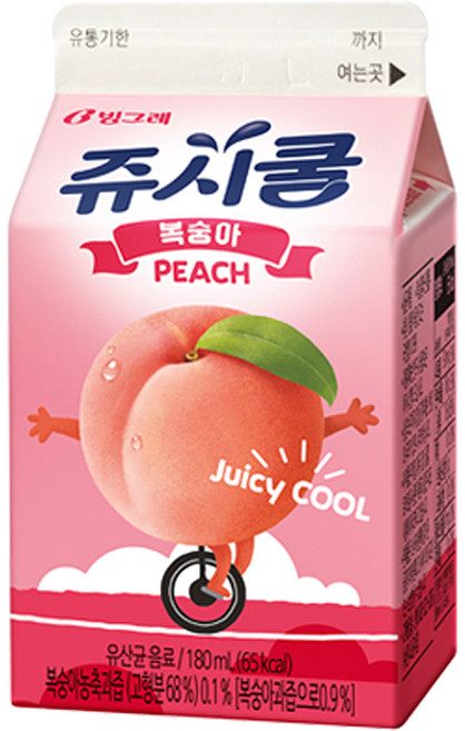 빙그레 쥬시쿨복숭아 930ML, 60개, 180ml