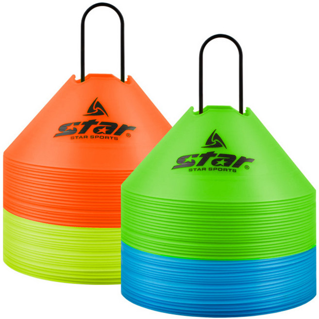 스타 접시콘 세트 SA317S 스텝훈련 체육콘 정리고리 마커, 그린+블루, 1개