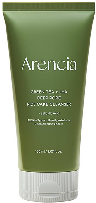 Arencia 綠茶LHA深層毛孔米糕潔面乳 溫和去除角質 深層清潔毛孔 舒緩鎮靜肌膚, 150ml, 1個