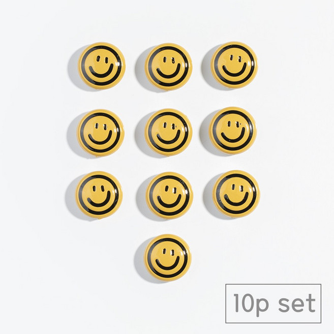 84x84 겨자 스마일 냉장고 현관문 자석 마그넷, 겨자스마일10p