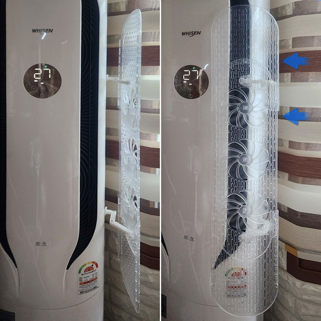 스탠드 에어컨바람막이 무동력 에어컨실링팬 가림막 순환가드 윈드바이저 바람개비 날개 투명, 1개