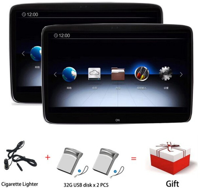 11.6 인치 안드로이드 4GB + 64GB RAM 차량용 헤드레스트 모니터 시트 후면 엔터테인먼트 메르세데스 벤츠, 02 Two pcs