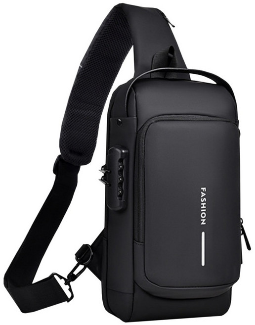 미소라인퍼니처 도난방지 슬링백 여행용 크로스백 7포켓 대용량, 블랙(블랙), 1개