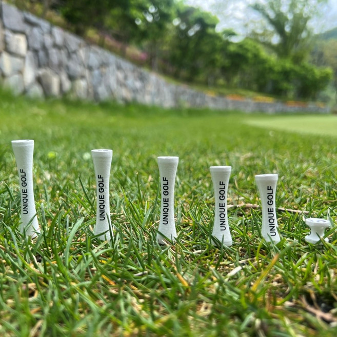 유니크골프 높이조절 티꽂이 골프용품 대나무 롱 숏 우드티 나무티 30개 1세트, 화이트