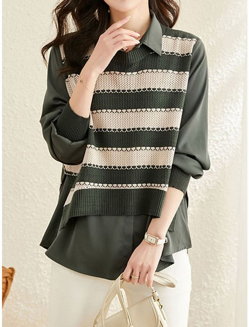 에꼴드파리 앙트 조끼 배색 긴팔셔츠 F59WBB002Z