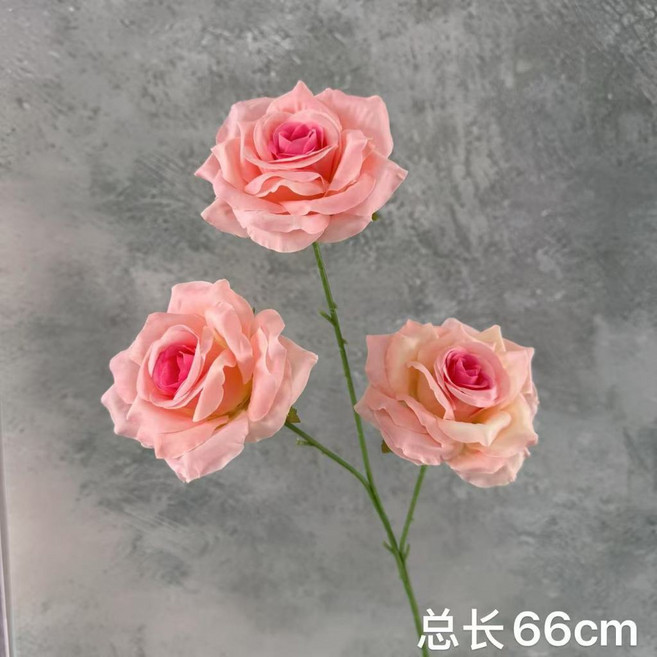 多頭仿真玫瑰花 拍照道具, 05. 三頭玫瑰粉色, 粉色