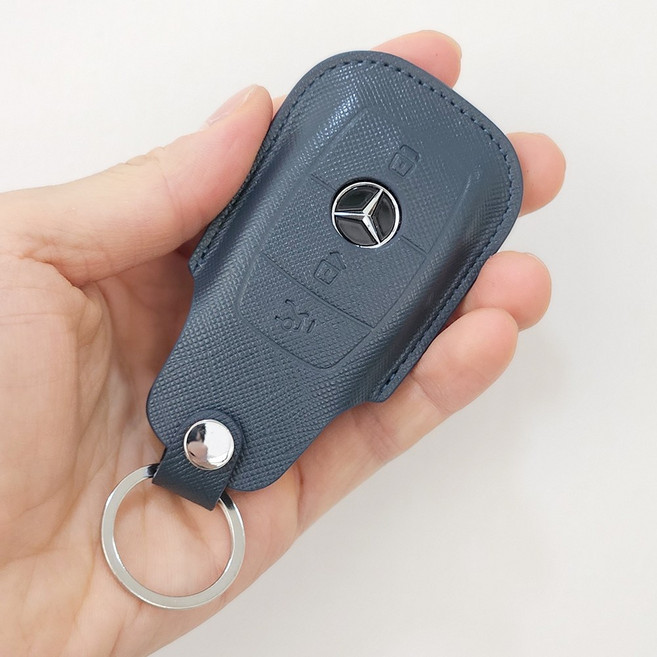 테일러카 호환 벤츠 스마트키 소가죽 키케이스 키홀더 풀커버 세트 클래스, 네이비, 벤츠호환 B타입