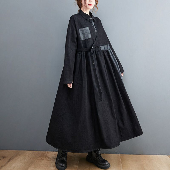 특이한 롱 원피스 박시한 블랙청치마 독특한 디자인 롱원피스sb