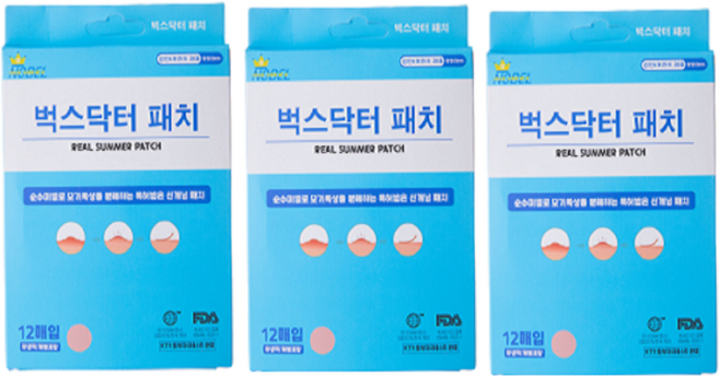 벅스닥터 모기 벌레 패치 물림 스티커, 3개, 12매입