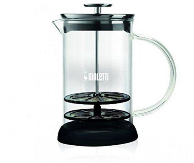 Bialetti 퍼펙트크림 수동 우유거품기 330ml 스테인리스 인덕션 가능 식기세척기, A. 슈와르/투명, 싱글