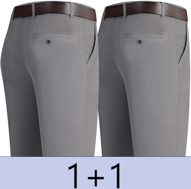 중년 남성 정장바지 1+1 봄 여름 캐주얼 냉감 스판 정장 팬츠 루즈핏 슬림핏 얇은 하이웨스트 아빠 바지 SJS