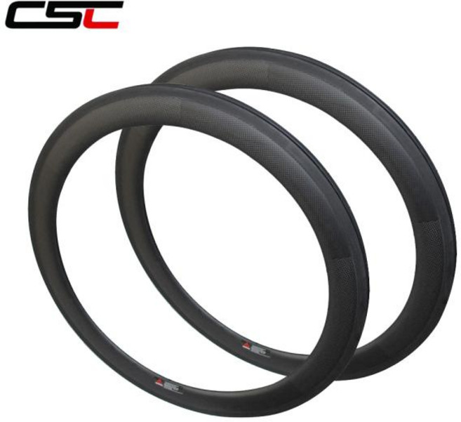 CSC 휠셋 카본 탄소 림 자전거 60mm 클린처 25mm 너비 U 모양 3KUD 광택 또는 무광 마감, 1개