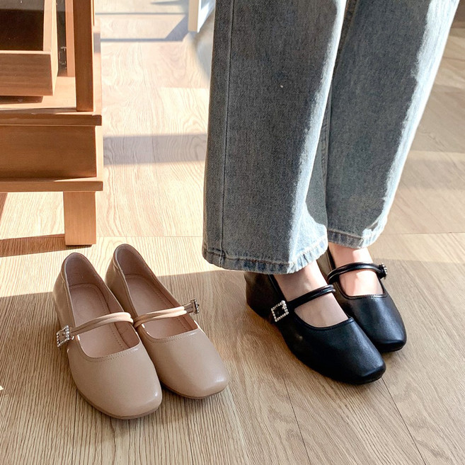 슈리오 여성 메리제인 소가죽 모던 단화 4cm