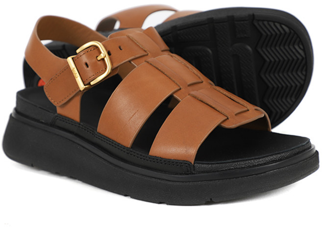 핏플랍 여성 젠-FF 레더 딥 탄 피셔맨 샌들 (IZ1-C15)