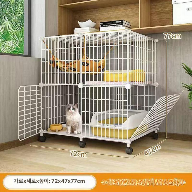 대형 고양이 집 실내용 하우스 화장실 일체형, 1개, 이동식 깊어진 보강형 2열 2칸 2문