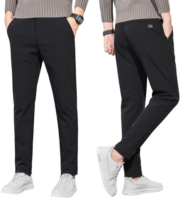 남성 정장 바지 슬림 스트레이트 스트레이트 폴리아미드 스판 기모 도톰 주름 없음QZ8039J