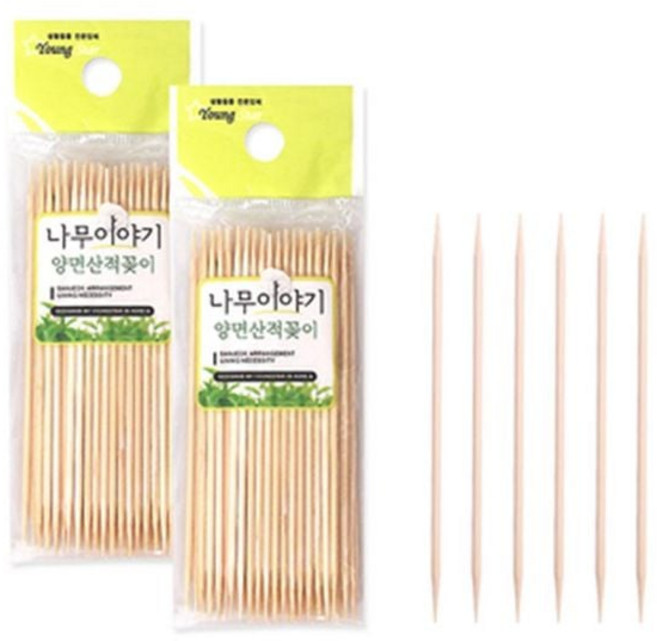 대나무 양면 10cm 산적꽂이 약50개 이쑤시개 과일요지+그릿커머스Shop, 빠른배송