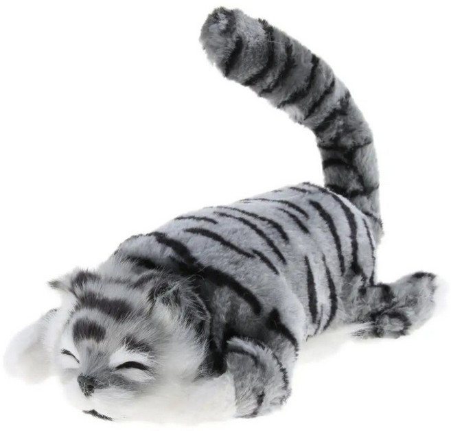 전기 롤링 및 웃고 흔드는 꼬리 고양이 동물 장난감 피규어 장식, Grey