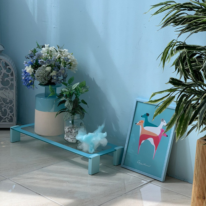 올리코드 강화유리 모니터 받침대 인테리어 선반 인테리어 받침대 데스크테리어, 민트