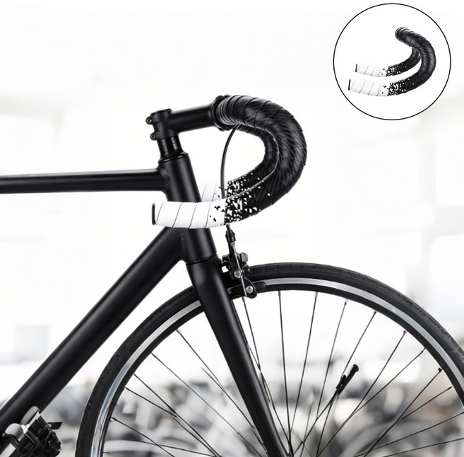 충격흡수 미끄럼방지 그라데이션 자전거 바테잎 1세트, 2개, 흑백 그라데이션