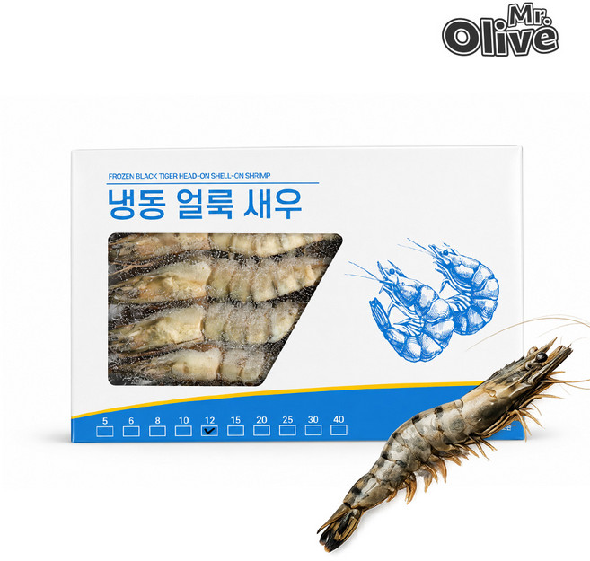 냉동 블랙타이거 새우 12미 HOSO 500g 대형