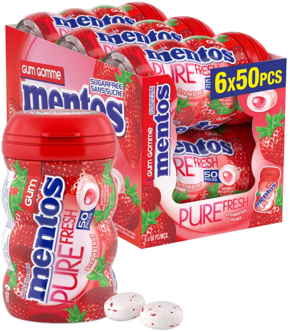 Mentos 순수하고 신선한 무설탕 추잉검 자일리톨 함유 149387, 1개