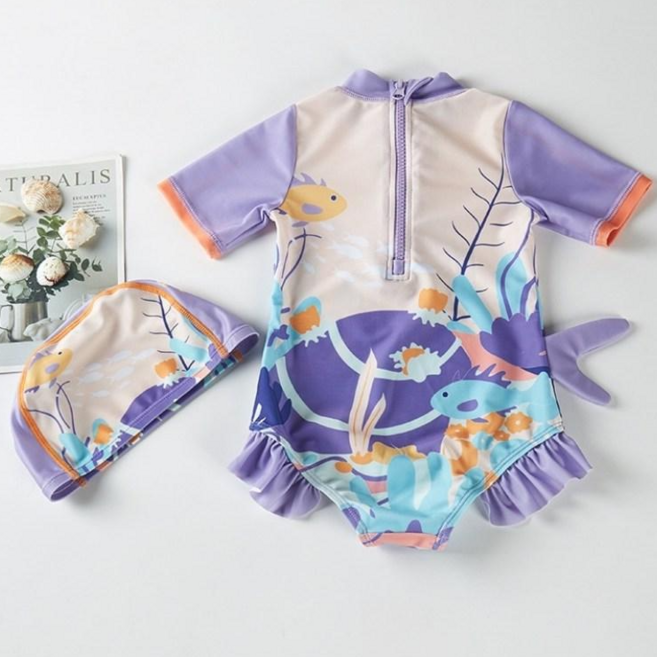 구빠방 아동 고래 레이스 수모 수영복 세트