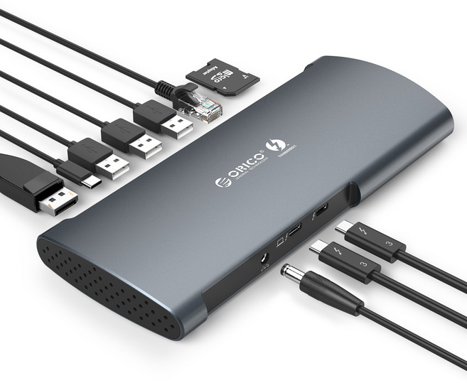 오리코 썬더볼트3 데이지 체인 9 in 1 맥북 도킹스테이션 8KDP USB SD카드 C타입 포트확장 TB3-S1, 그레이