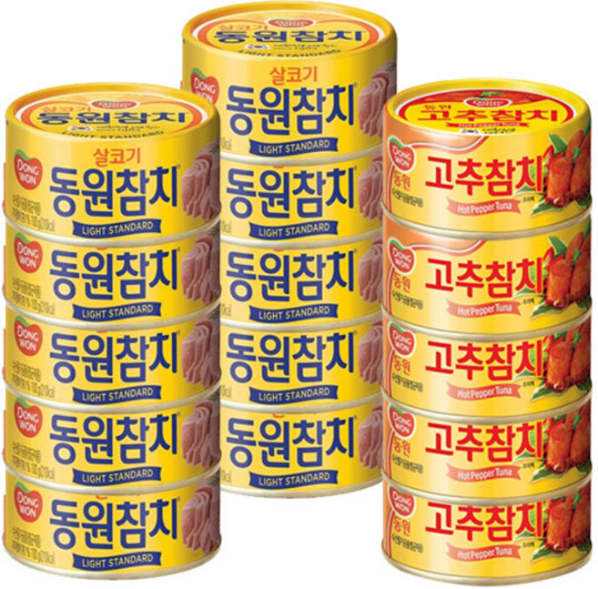 동원 살코기 참치 90g x10개 + 동원 고추참치 90g x5개, 1개