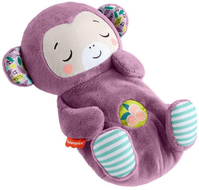 Fisher-Price Baby Toy Soothe 'n Snuggle 퍼플 원숭이 플러시 휴대용 사운드 머신 호흡 동작 및 조명 포함 0개월 이상 신생아용, Monkey