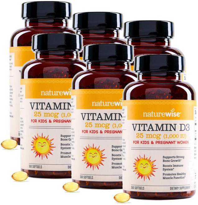 네이처와이즈 비타민 D3 1000IU (25mcg) 미니 소프트젤 NatureWise Vitamin D3, 6개