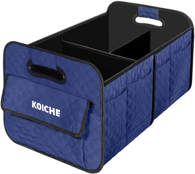 코이체 NEW 고급원단 폴딩형 접이식 자동차 트렁크 정리함 미끄럼방지 수납함, 네이비