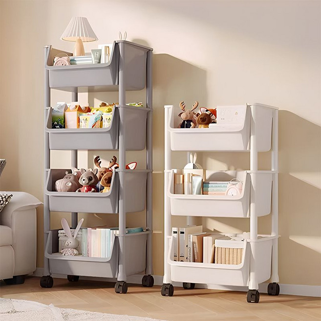 혼반홈 이동식 트롤리 U자형 선반 다용도 대용량 정리함 트롤리 보관함, 3단, 그레이