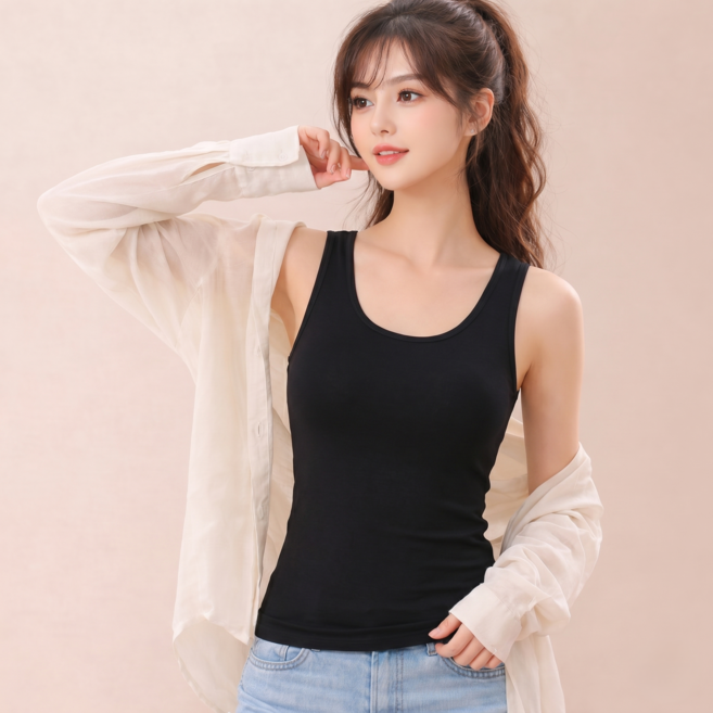 아띠꼴로 여성 모달 노와이어 민소매 캡나시 브라런닝 브라캡