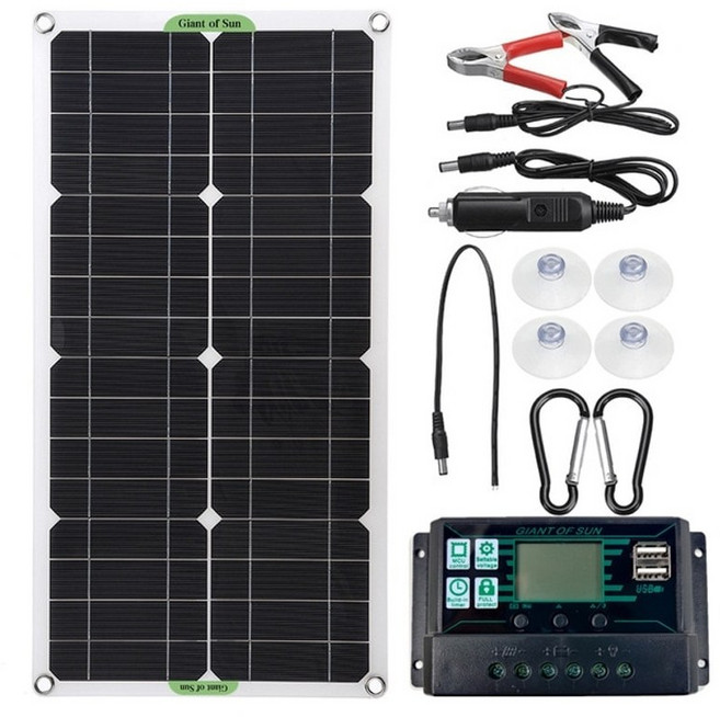 태양광 패널 100w 태양 전지 키트 12v24v 30a60a100a 컨트롤러 태양, 30a 컨트롤러 포함, 1개