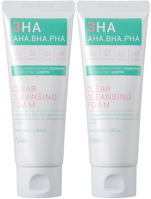 쓰리하클리어 에스폴리오 클리어 클렌징 폼, 2개, 100ml
